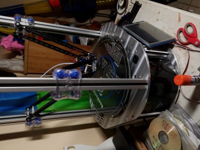 IMG_20181205_160723.jpg (1.91 MiB) Viewed 27352 times The PanelDue 7i is currently unceremoniously LEANING against the plastic screws that hold the front faceplate on.  It will get its own proper enclosure that will allow it to mount on the faceplate, just as soon as I get my shipment of filament in from Makergeeks.  They appear to be SWAMPED currently, by their 50% off deal they did over Black Friday.  Willing to bet they bit off more than they could chew, and now they're having to deal with angry customers wanting refunds because their product still hasn't shipped.  I ordered 4 spools of filament close to two weeks ago (Black Friday) and still have not received a shipment notice, so I'd say they're a bit back-logged.