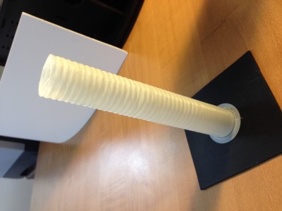 ABS Neutral Tube Thin 1.35mm Wall.jpeg (424.71 KiB) Viewed 10285 times (Worsening delayering and spiderwebbing (inside) as the print gets higher out of the 6" draft shield created from the foam cards which shipped with the kit)