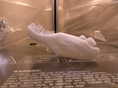 This is the way I printed the lower, also no supports.  I did slow the speed down to about 69% near the area that the jaws were beginning to connect.  The ABS was wanting to warp.