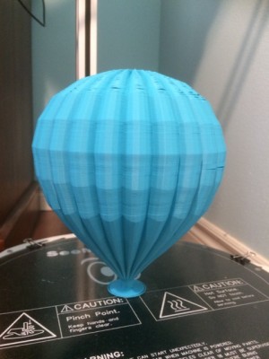 a hot air balloon to be used as a decoration at a baby shower. It split but definitely turned out useful still. This one was my own design.